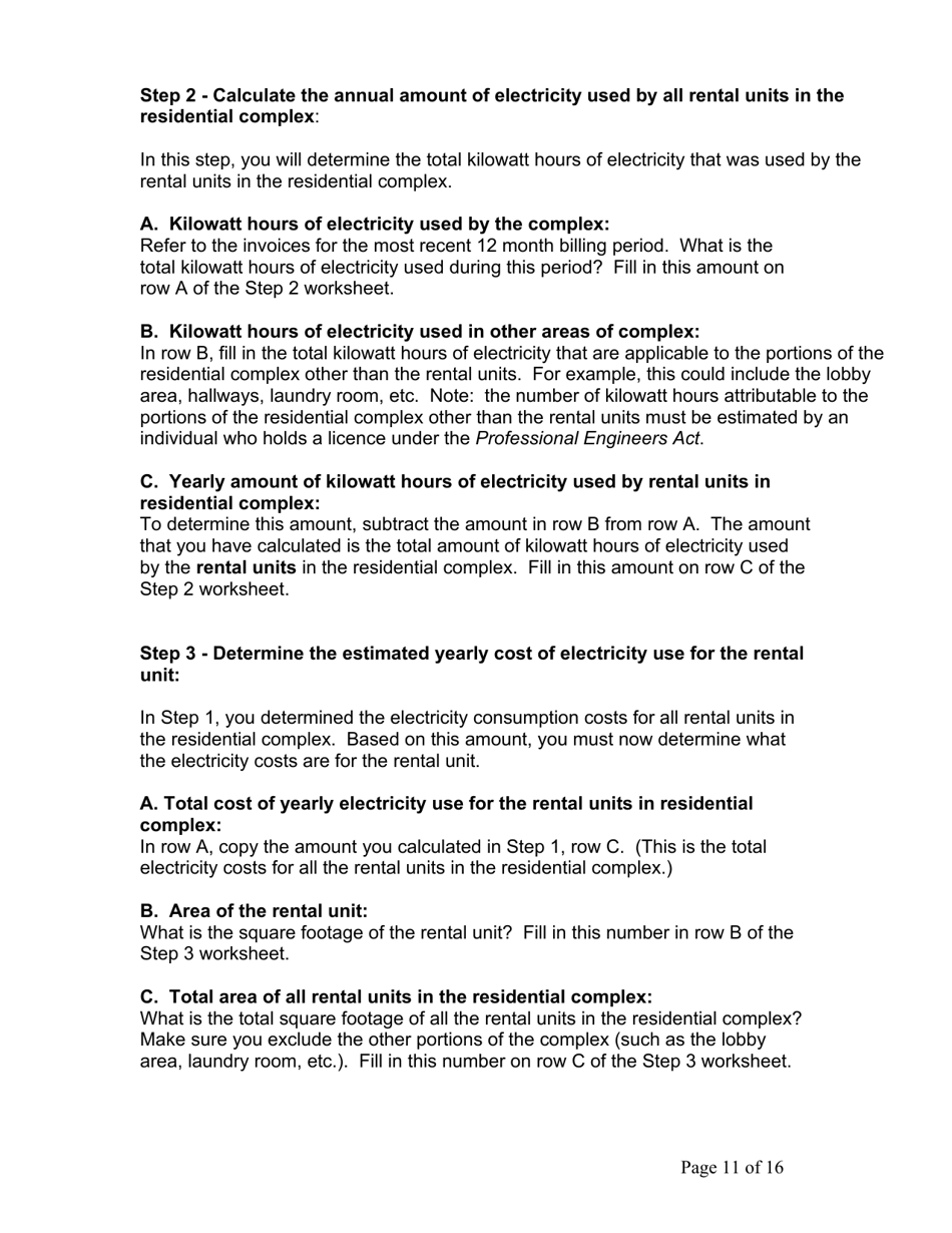 Instructions for Tenant Agreement to Pay Directly for Electricity Costs - Ontario, Canada, Page 12