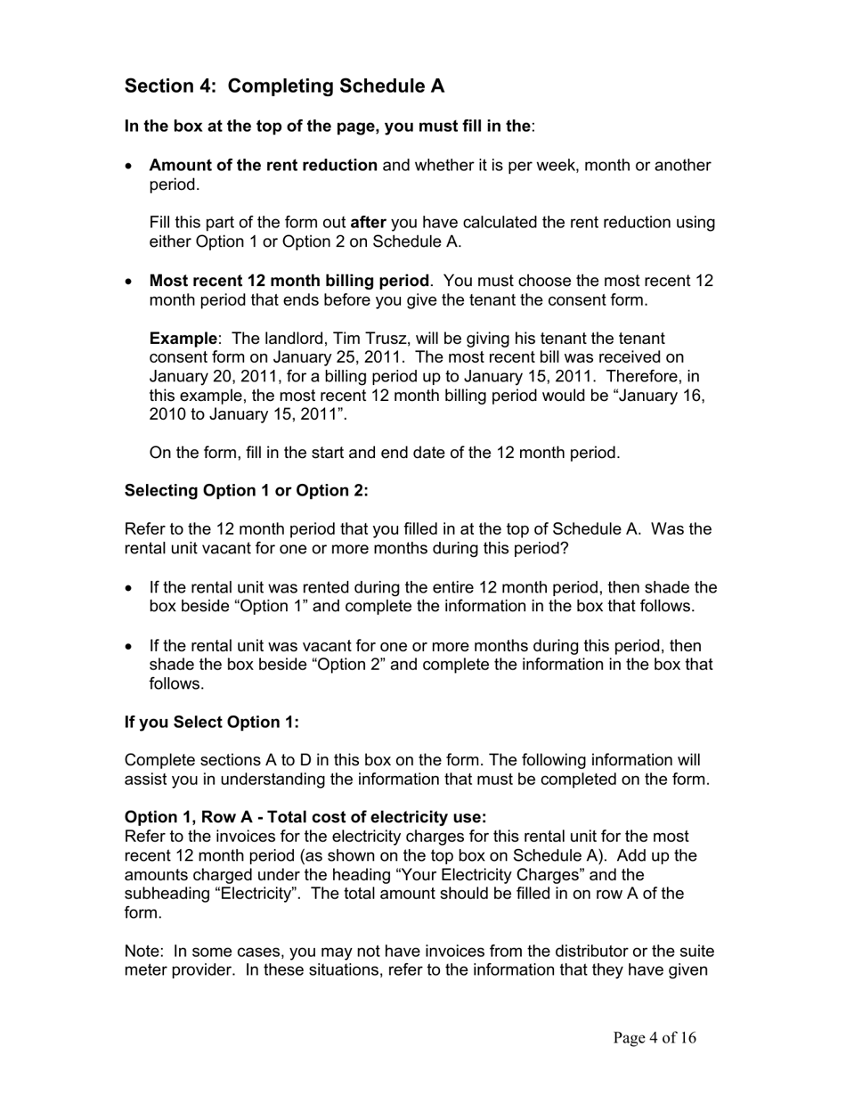 Instructions for Tenant Agreement to Pay Directly for Electricity Costs - Ontario, Canada, Page 5