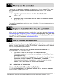 Instructions for Form T4 Tenant Application - Landlord Did Not Comply With an Agreement to Increase the Rent Above the Guideline - Ontario, Canada, Page 2