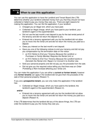 Instructions for Form T1 Tenant Application for a Rebate of Money the Landlord Owes - Ontario, Canada, Page 2