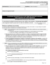 Document preview: Forme N5 Avis De Resiliation De La Location En Raison D&#039;entrave a La Jouissance Raisonnable, De Dommages Ou De Surpeuplement - Ontario, Canada (French)