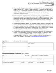 Forme N3 Avis D&#039;augmentation Du Loyer/Du Prix DES Services En Matiere De Soins Et DES Repas - Ontario, Canada (French), Page 2