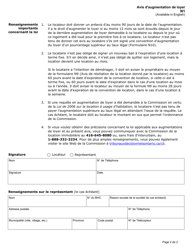 Forme N1 Avis D&#039;augmentation De Loyer - Ontario, Canada (French), Page 2
