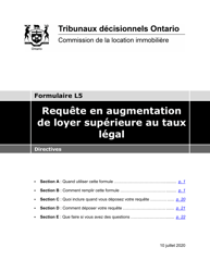 Document preview: Instruction pour Forme L5 Requete En Augmentation De Loyer Superieure Au Taux Legal - Ontario, Canada (French)