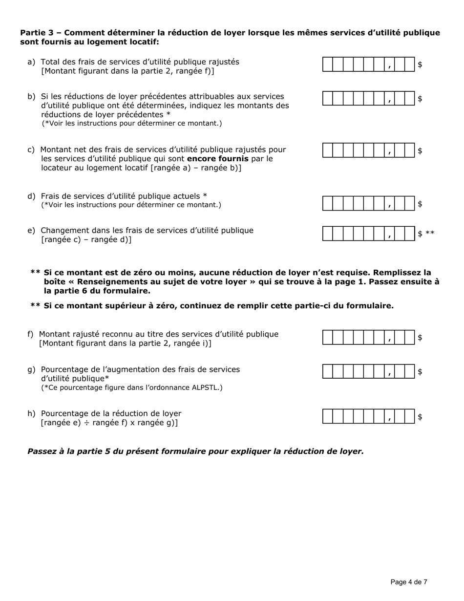 Renseignements De Votre Locateur Sur Les Frais De Services Dutilite Publique (Un Service Dutilite Ou Plus Ne Sont Plus Fournis Dans Lensemble Dhabitation) - Ontario, Canada (French), Page 4