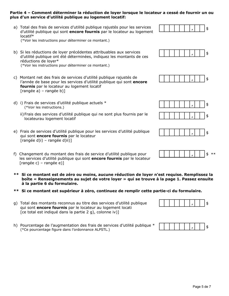 Renseignements De Votre Locateur Sur Les Frais De Services Dutilite Publique (Un Service Dutilite Ou Plus Ne Sont Plus Fournis Dans Lensemble Dhabitation) - Ontario, Canada (French), Page 5