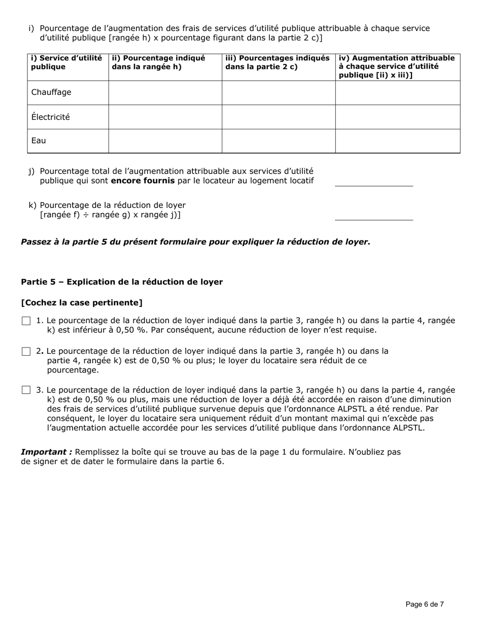 Renseignements De Votre Locateur Sur Les Frais De Services Dutilite Publique (Un Service Dutilite Ou Plus Ne Sont Plus Fournis Dans Lensemble Dhabitation) - Ontario, Canada (French), Page 6