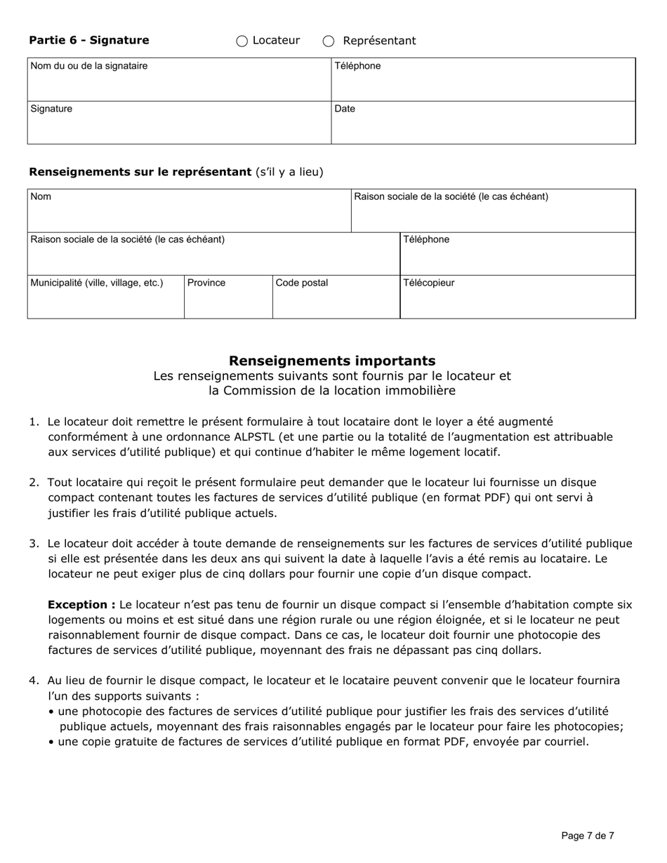Renseignements De Votre Locateur Sur Les Frais De Services Dutilite Publique (Un Service Dutilite Ou Plus Ne Sont Plus Fournis Dans Lensemble Dhabitation) - Ontario, Canada (French), Page 7