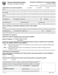 Document preview: Demande De Modification De La Date D'une Audience - Ontario, Canada (French)