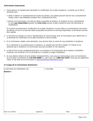 Demande De Modification De La Date D&#039;une Audience - Ontario, Canada (French), Page 3