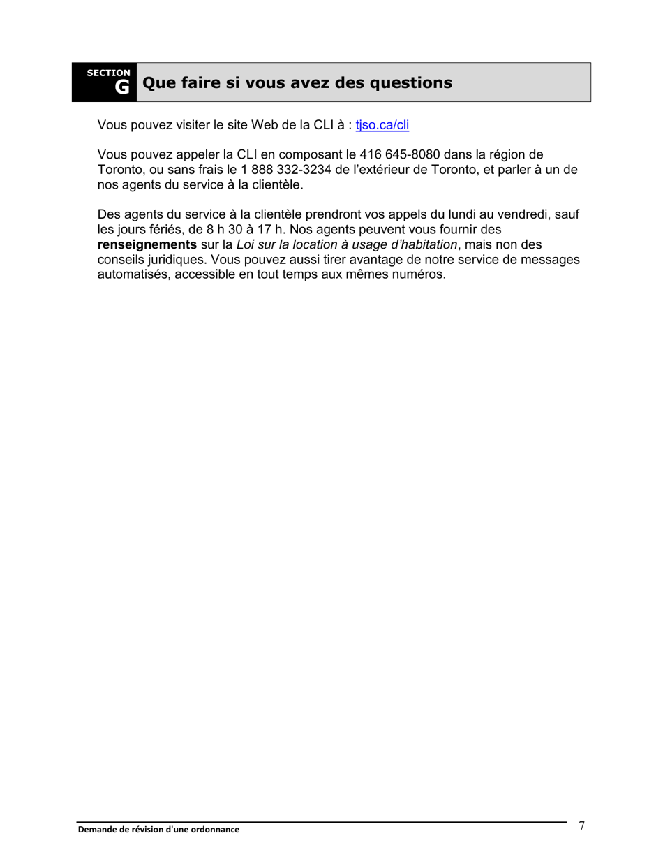 Instruction pour Demande De Revision Dune Ordonnance - Ontario, Canada (French), Page 8