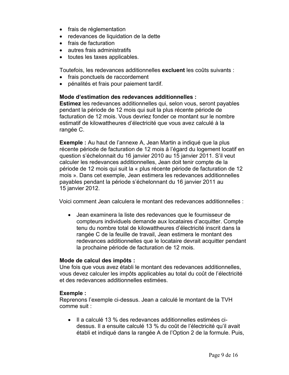 Instruction pour Accord Du Locataire Concernant Le Paiement Direct Du Cout De Lelectricite - Ontario, Canada (French), Page 10