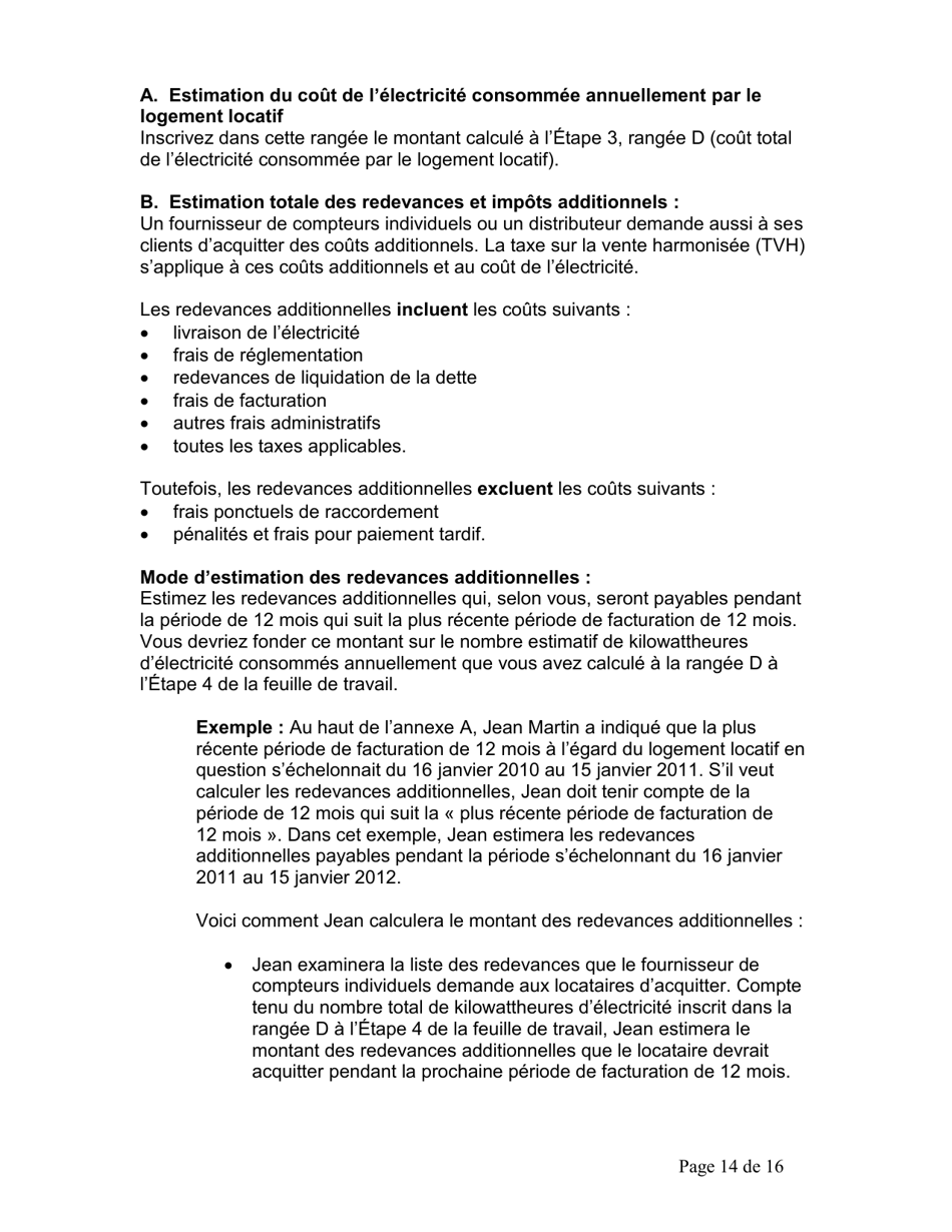 Instruction pour Accord Du Locataire Concernant Le Paiement Direct Du Cout De Lelectricite - Ontario, Canada (French), Page 15