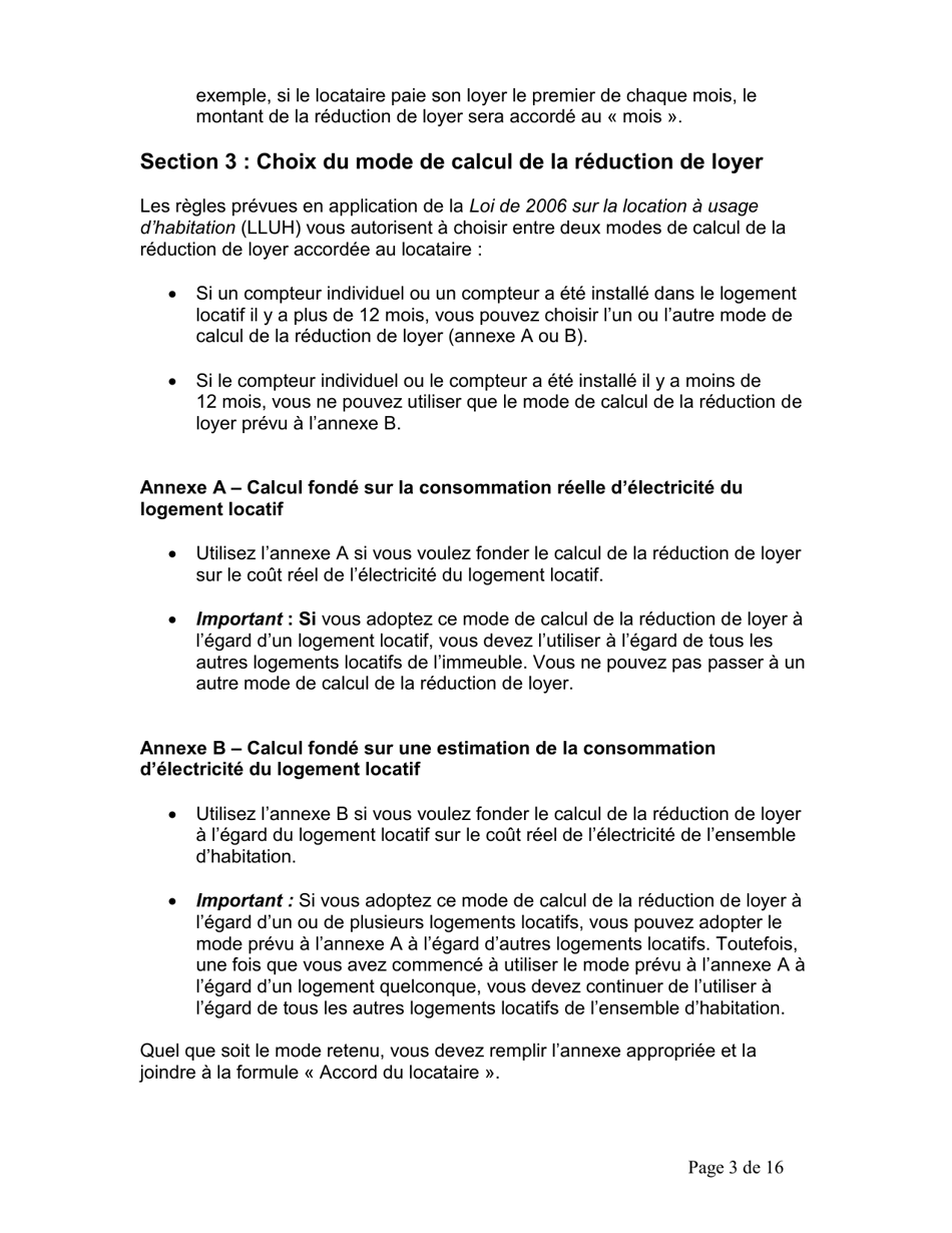 Instruction pour Accord Du Locataire Concernant Le Paiement Direct Du Cout De Lelectricite - Ontario, Canada (French), Page 4