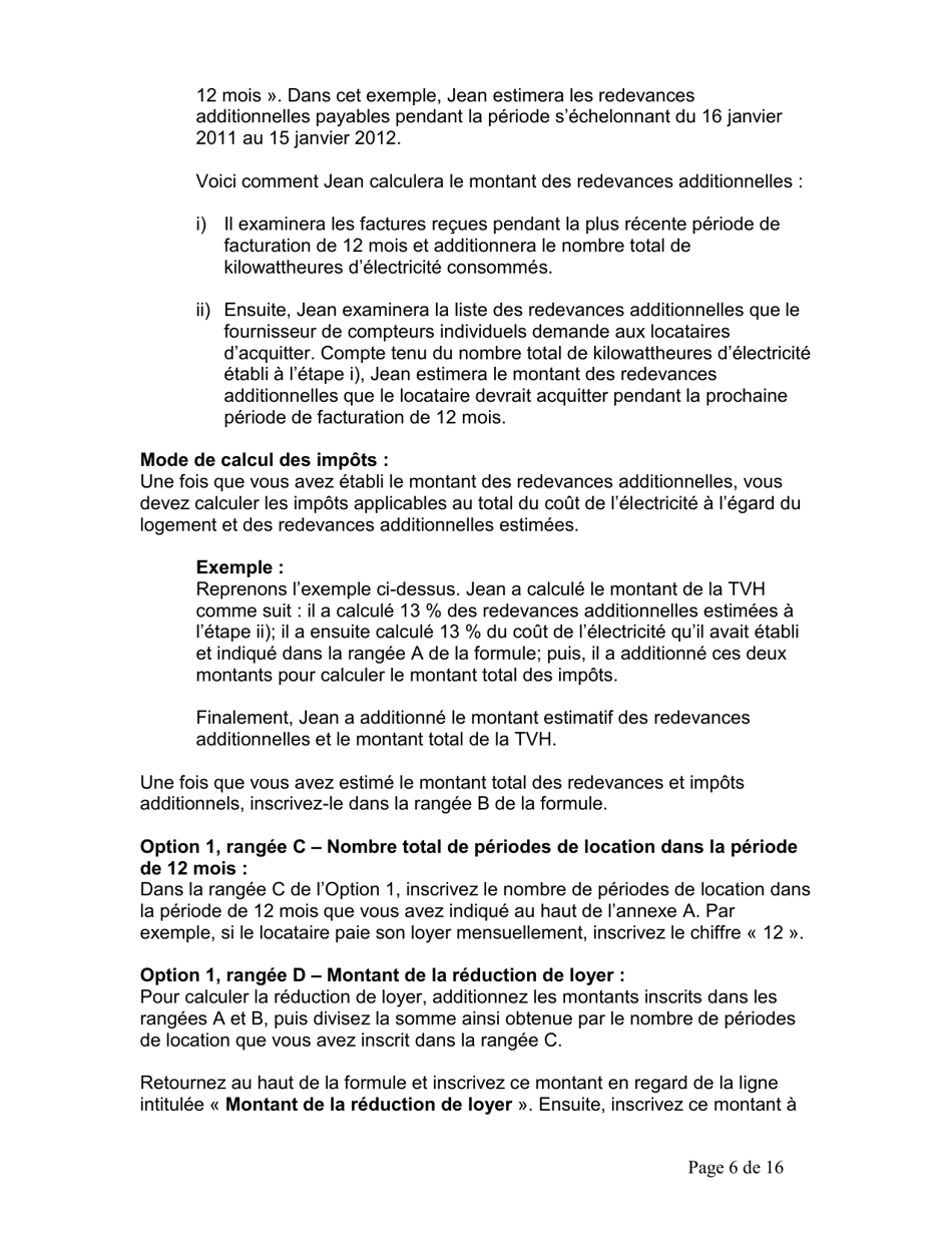 Instruction pour Accord Du Locataire Concernant Le Paiement Direct Du Cout De Lelectricite - Ontario, Canada (French), Page 7