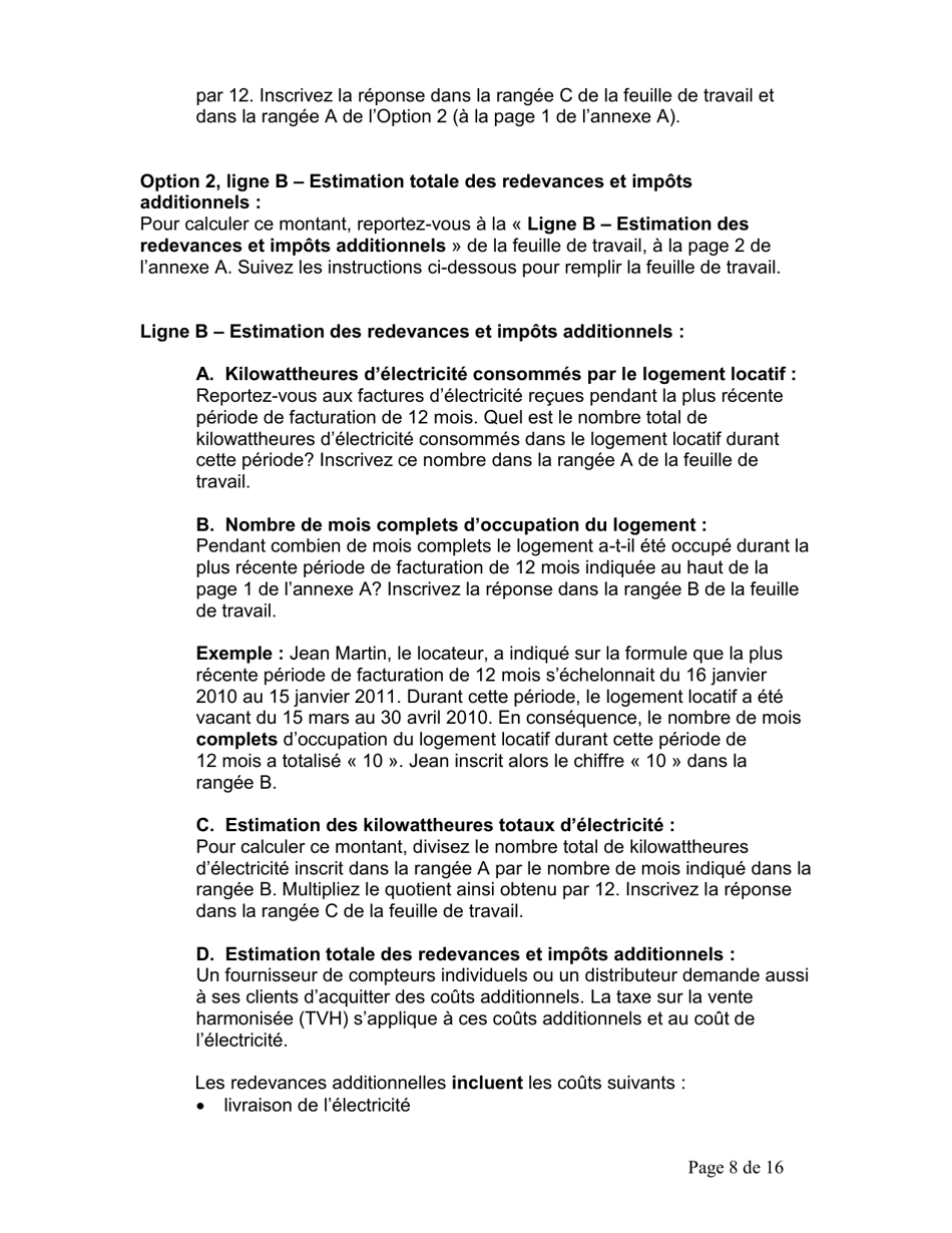 Instruction pour Accord Du Locataire Concernant Le Paiement Direct Du Cout De Lelectricite - Ontario, Canada (French), Page 9