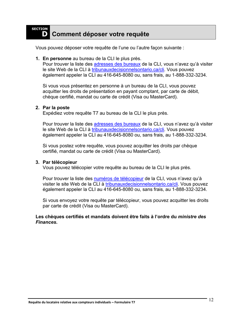 Instruction pour Forme T7 Requete Du Locataire Relative Aux Compteurs Individuels - Ontario, Canada (French), Page 13