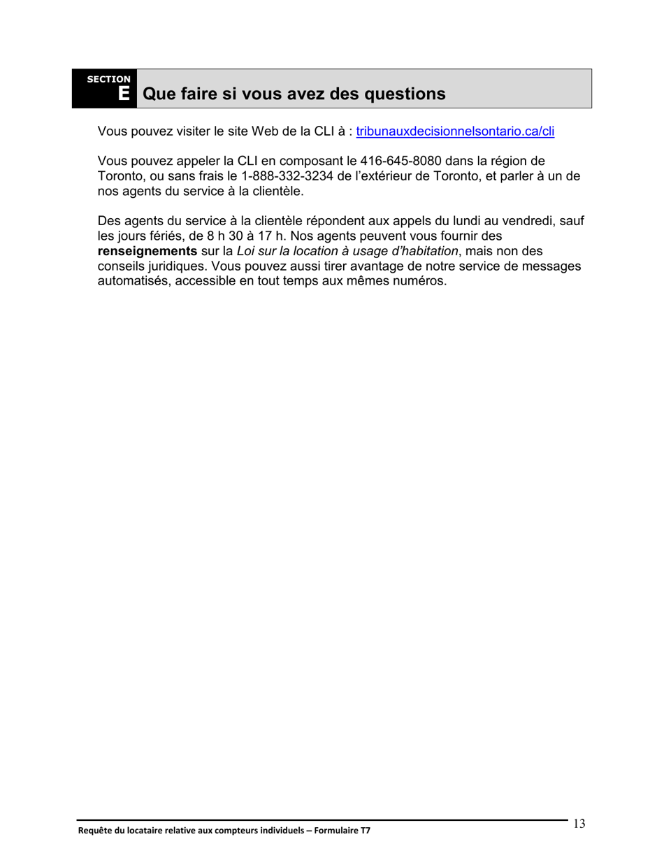 Instruction pour Forme T7 Requete Du Locataire Relative Aux Compteurs Individuels - Ontario, Canada (French), Page 14