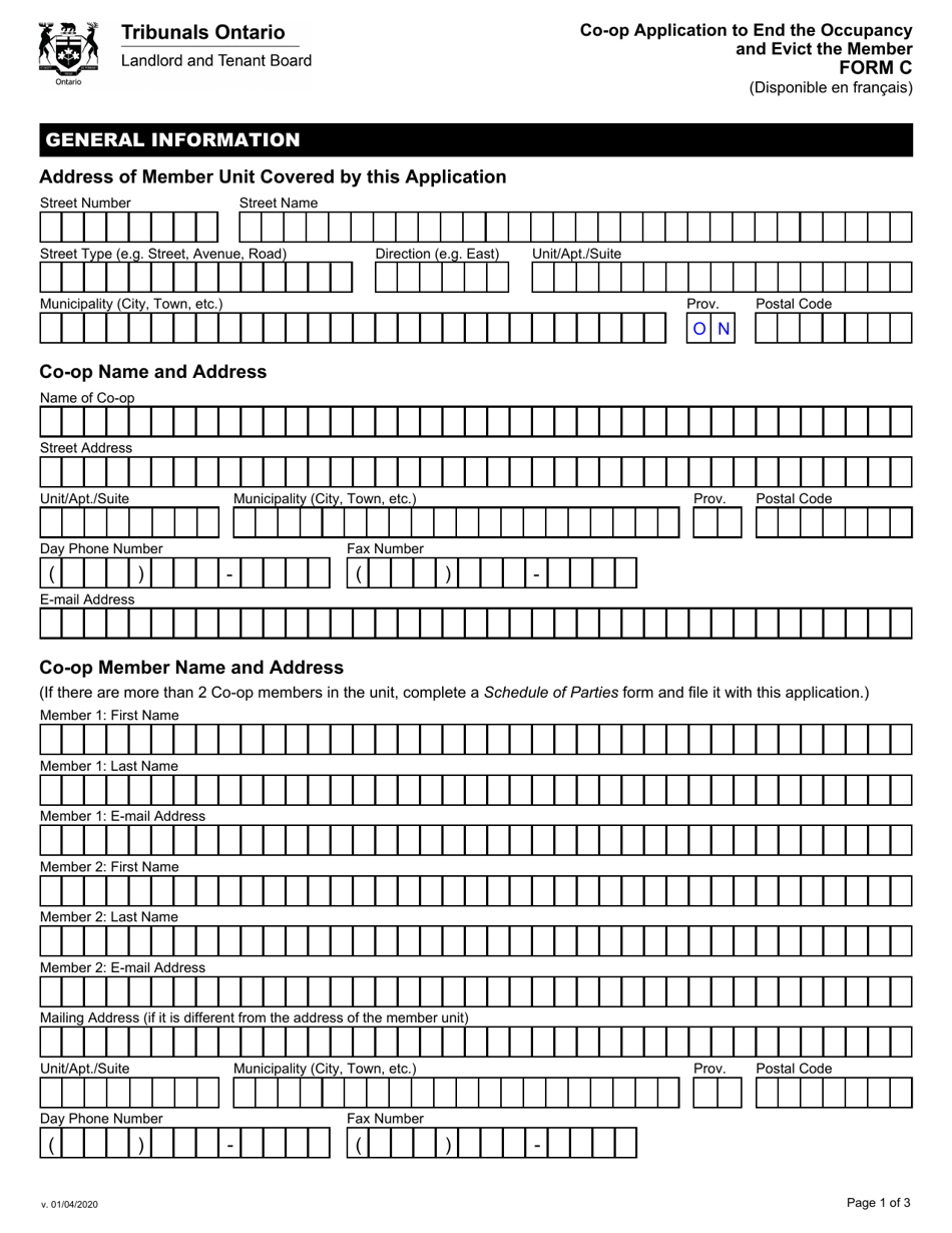Form C Co-op Application to End the Occupancy and Evict the Member - Ontario, Canada, Page 2