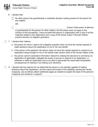 Form 4B Litigation Guardian: Mental Incapacity - Ontario, Canada, Page 3