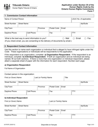 Form 7 (SJT007E) Application by the Ontario Human Rights Commission - Ontario, Canada, Page 2