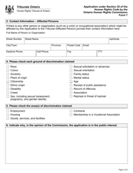 Form 7 (SJT007E) Application by the Ontario Human Rights Commission - Ontario, Canada, Page 3