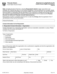 Form 8 (SJT008E) Response to an Application by the Ontario Human Rights Commission - Ontario, Canada, Page 2