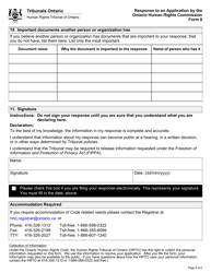 Form 8 (SJT008E) Response to an Application by the Ontario Human Rights Commission - Ontario, Canada, Page 6