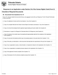 Form 2 Response to an Application Under Section 34 of the Human Rights Code - Ontario, Canada, Page 14