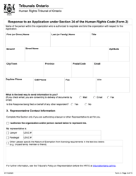 Form 2 Response to an Application Under Section 34 of the Human Rights Code - Ontario, Canada, Page 4