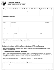 Form 2 Response to an Application Under Section 34 of the Human Rights Code - Ontario, Canada, Page 5