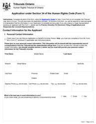 Form 1 Application Under Section 34 of the Human Rights Code - Ontario, Canada, Page 3