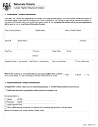 Form 1 Application Under Section 34 of the Human Rights Code - Ontario, Canada, Page 4
