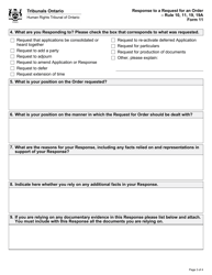 Form 11 Response to a Request for an Order - Ontario, Canada, Page 3