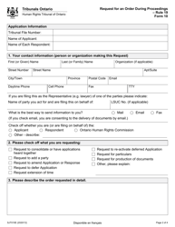 Form 10 Request for an Order During Proceedings - Ontario, Canada, Page 2