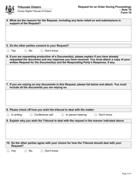 Form 10 Request for an Order During Proceedings - Ontario, Canada, Page 3