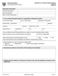 Form 12 Request for a Tribunal Ordered Inquiry - Ontario, Canada, Page 2