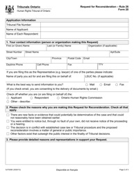 Form 20 Request for Reconsideration - Ontario, Canada, Page 2