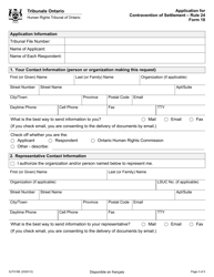 Form 18 Application for Contravention of Settlement - Ontario, Canada, Page 3