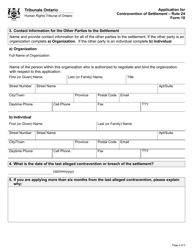 Form 18 Application for Contravention of Settlement - Ontario, Canada, Page 4