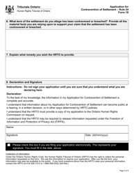 Form 18 Application for Contravention of Settlement - Ontario, Canada, Page 5