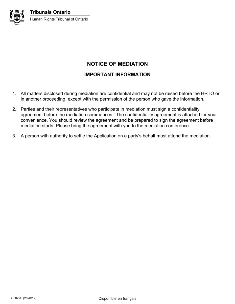 Confidentiality Agreement - Ontario, Canada, Page 1