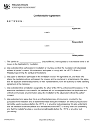 Confidentiality Agreement - Ontario, Canada, Page 2