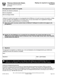 Forme 3 Replique Du Requerant a Une Defense - Ontario, Canada (French), Page 2