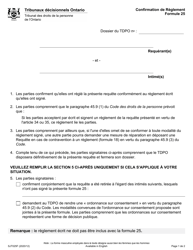 Document preview: Forme 25 Confirmation De Reglement - Ontario, Canada (French)