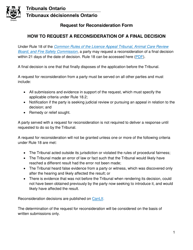 Document preview: Request for Reconsideration Form - Ontario, Canada