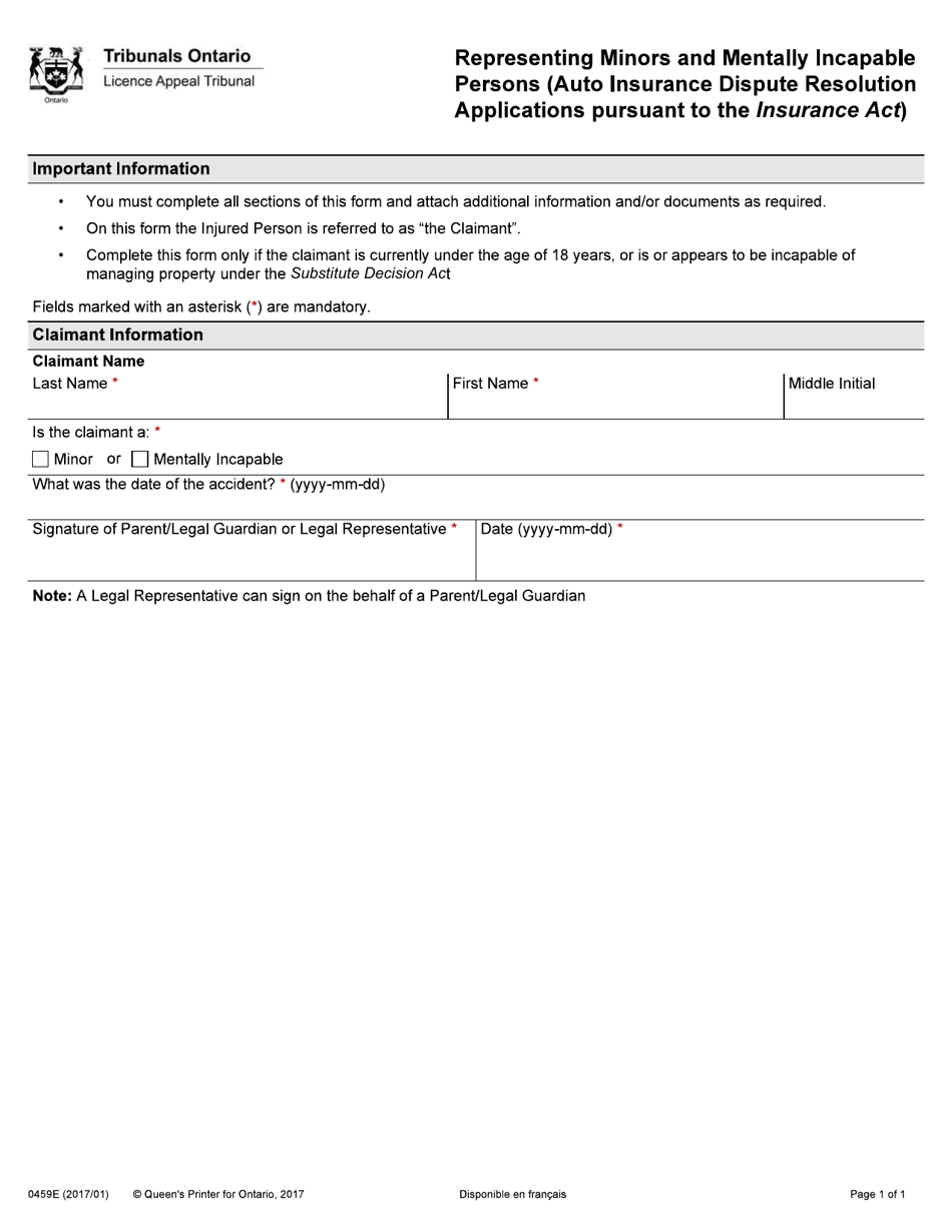 Form 0459E Download Fillable PDF or Fill Online Representing Minors and