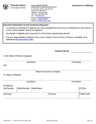 Document preview: Form 3045E Summons to a Witness - Ontario, Canada