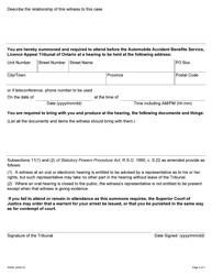 Form 3045E Summons to a Witness - Ontario, Canada, Page 2
