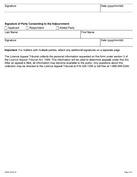 Form 3044E Request for an Adjournment - Ontario, Canada, Page 2